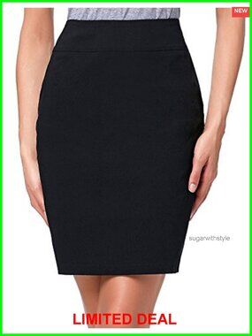 Women's Stretch High Waist Pencil Skirt Above Knee Slim Fit Work Office